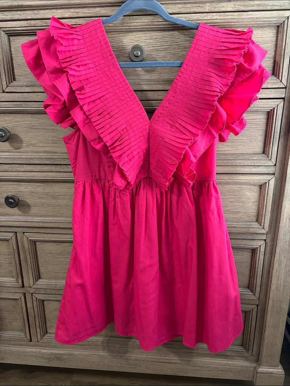 Entro Women’s Pink Ruffle V-Neck Top